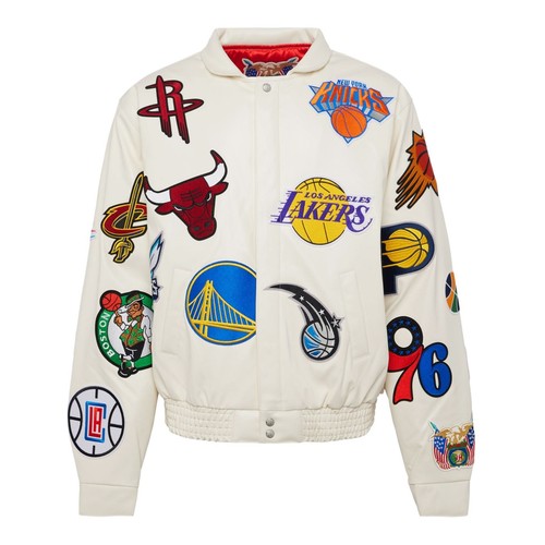 Jeff Hamilton NBA All Teams Collage Wielokolorowa skórzana kurtka ze skóry jagnięcej - Zdjęcie 19 z 53