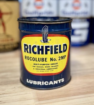 Rare Vintage Richfield 1lb Grease Oil Can Empty