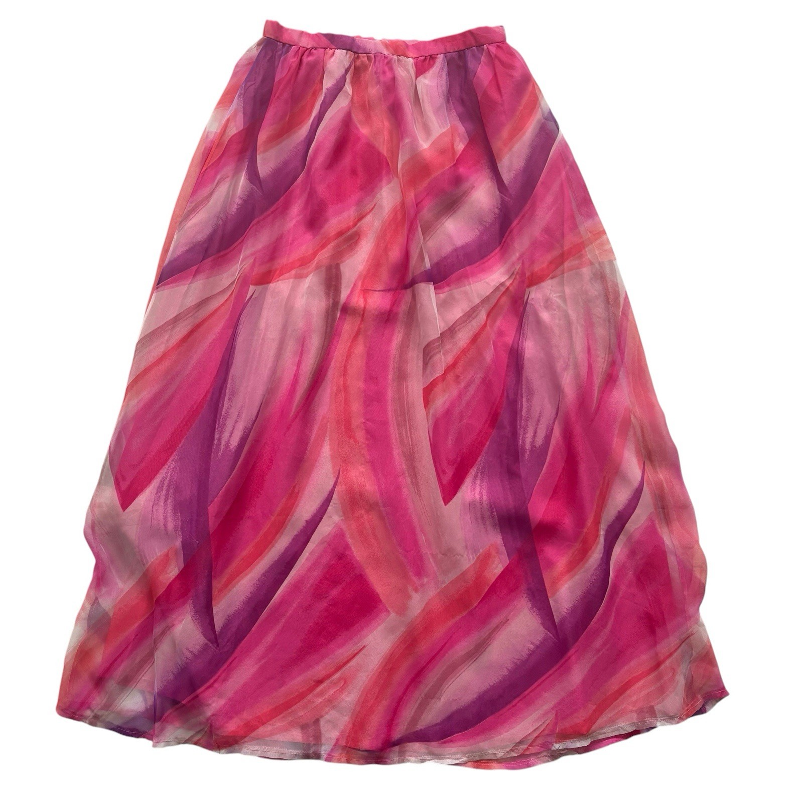 Vintage 70s Maxi Skirt Pink Purple White Swirl Patterned Retro Boho 12 image 2