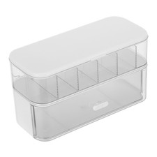 Durable Plastic Dual Layer Cable Storage Box with Lid for Desk Use