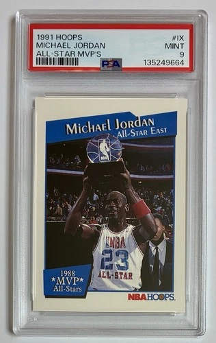 Michael Jordan 1991-92 Hoops All Star MVP’s PSA 9 Mint Card #lX