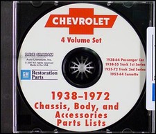Chevy Parts Book Cd 1964 1963 1962 1961 1960 1959 1958 Car Impala Corvette Truck