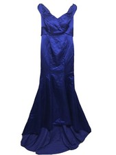 Women's Off Shoulder Satin Long Evening Dress A-Line V Neck Homecoming Prom Gown