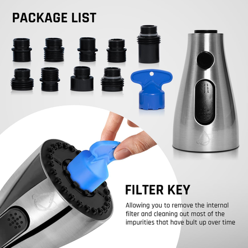 Kitchen Faucet Head Replacement – Pull-Down/Pull-Out Sprayer for Moen, Delta & A - Picture 4 of 12
