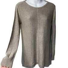 Joan Vaas High Low Cashmere Blend Sweater Size Small Oatmeal Tan