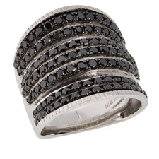 Silver Genuine Real Black Diamond Multi-Row B...