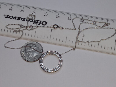 10K WEISSGOLD, 52 BAGUETTE, TOPAS OFFENER RING ANHÄNGER HALSKETTE 18'' 1,8 G, MARKE ZRW