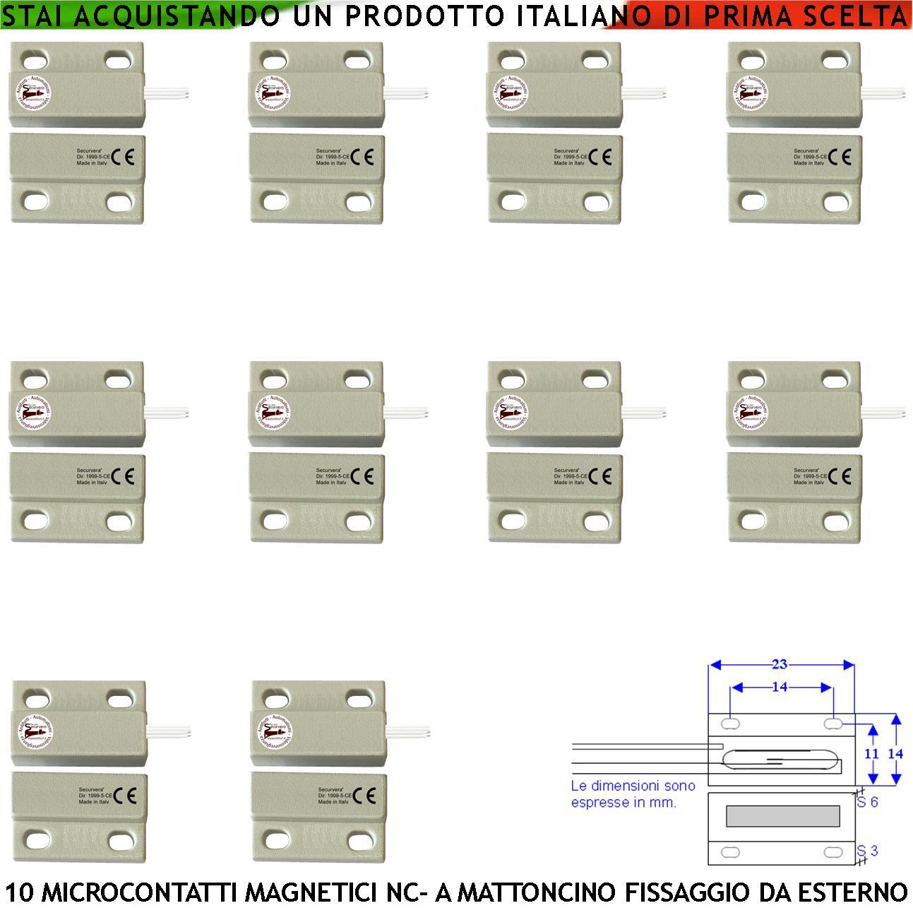 10 Contatti Magnetici Antifurto per Finestre e Infissi Esterni - Prezzo Stock