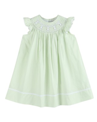 New LIL Cactus Light Green Smocked Bishop Dress Size 6-12M