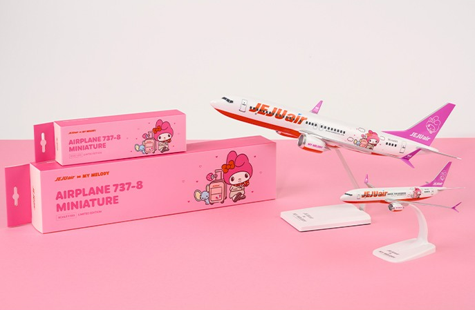 Jeju Air X Sanrio Kitty, My Melody, Cinnamoroll Airplane 1:200