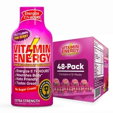 (48 Pack) Vitamin Energy® B12 11,000% Pink Berry Energy Shots, Clinically Proven