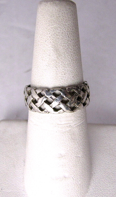 Vintage Band Ring Sterling Silver Braided Loose Weave Design Size 6