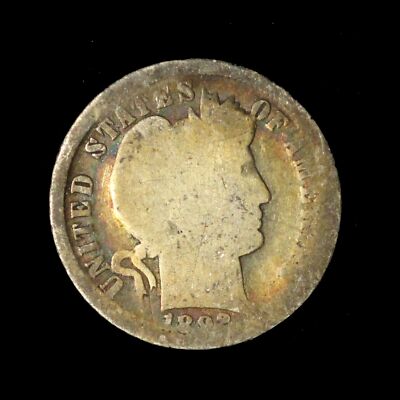 1892 10c Barber Dime Double Sided Toning - Free Shipping USA
