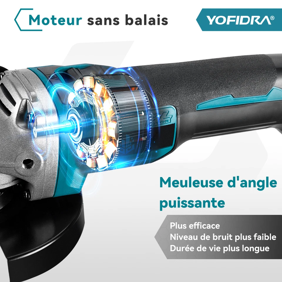 Meuleuse d'angle sans fil 125mm Meuleuse à tronçonner avec 2 batteries - Photo 4/4