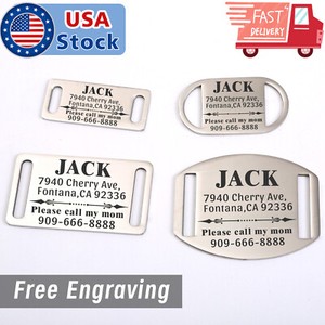 Dog Tag Slide On Personalized Pet Cat Tags Silent No Noise Collar Accessories Ebay