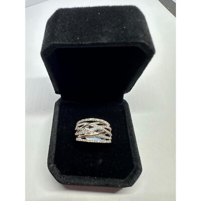 Fließender 1/2 kt natürlicher Diamant Ring 14 Ktp Rotgold über Sterlingsilber