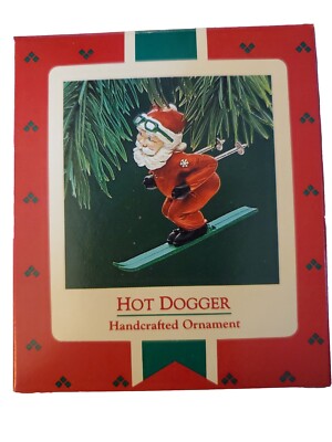     Hallmark Keepsake Ornament 1987 Hot Dogger skiing Santa!