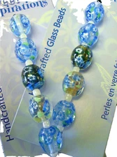 Millefiori glass handmade lamp work art beads 13x11mm oval shape GBS090