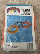 Vintage Splash Club Transparent Swim Ring Pool Float New & Sealed 20” Orange