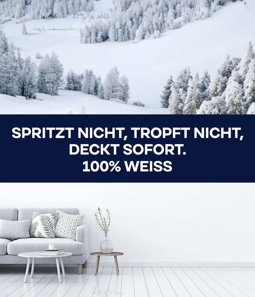 Schneeweiß Wandfarbe 5L weiß - für ca. 30 m² / Deckenfarbe Innenfarbe Polarweiß - Bild 2 von 4