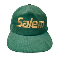 Salem Snapback Hat Green One Size Adjustable Embroidered Corduroy Gold Medal