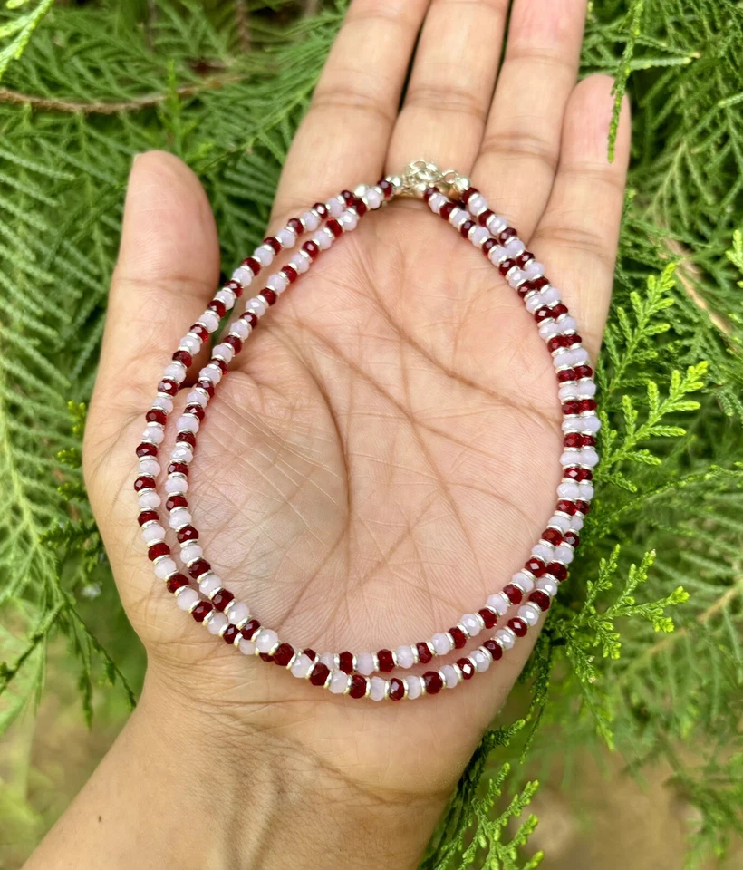 2 Pc 925 Silver Evil Eye Protection Anklet, 10" Amulet Nazariya Red Pink Bead - Image 2 of 4