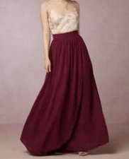 Anthropologie HITHERTO BHLDN Black Cherry JANE High-Waist Long Maxi Skirt xs 0