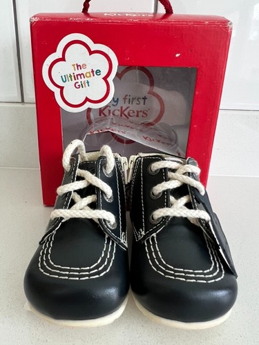 Kickers Baby Kick Hi Leather Shoes. Navy Blue. EU 17 / UK 1 /3-6 months. RRP £37 - Picture 2 of 7