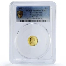 Cook Islands 5 dollars Princess Diana History Politics PR68 PCGS gold coin 1997