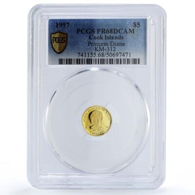 Cook Islands 5 dollars Princess Diana History Politics PR68