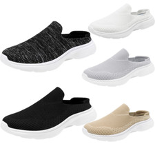 Women Lightweight Slip On Knit Sneakers Breathable Comfort Mules Walking Shoes