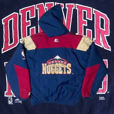 Vintage 90s Starter Denver Nuggets Pullover 1/4 Zip-Up Jacket NBA Medium