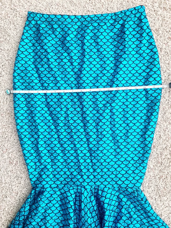 Maxi Falda Sirena Disfraz Metálico Brillante Halloween Juego de Rol Azul Sexy Talla S/M Foto 4 de 4