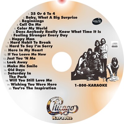 CUSTOM KARAOKE CHICAGO 20  GREAT SONG cdg CD+G PETER CETERA ROBERT LAMN 25 OR 6