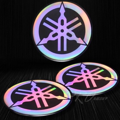 2x 2.125'' 3D ''Laser'' Emblem Logo Fairing/Fender/Tank Sticker Yamaha Neo Chrome
