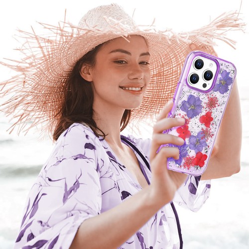 Für Apple iPhone 16 Pro Max - Echte Trockenblumen Dual Layer Stoßfest Cover Case - Bild 12 von 13