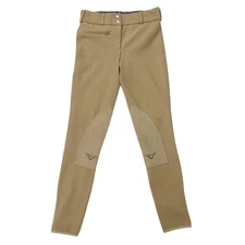 TuffRider Breeches Womens 26 Beige Ribbed Knee Patch Horseback Riding Equestrian