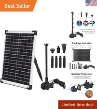 Solar Fountain Water Pump Kit 25 W, 410GPH Submersible Powered Pump and 25 Wa...