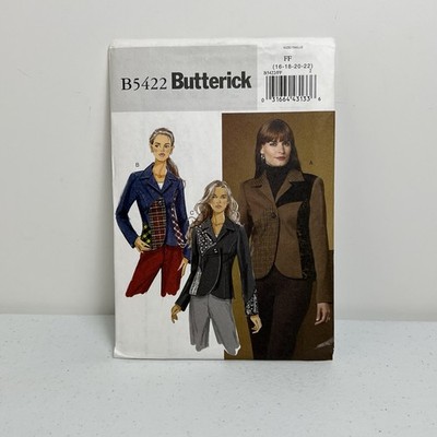 Butterick Sewing Pattern Patch work Jacket B5422 Size 16-22 Uncut