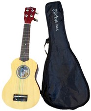 EVERJOYS UKULELE WITH SOFT COVER RAINBOW COLOR STRINGS NATURAL MUSIC