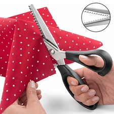 Black Professional Zig Zag Pinking Shears with Comfort Grip for Fabric Cutting