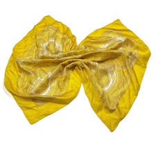 Liberty of London Vintage Yellow Brocade Silk Scarf 23 Square