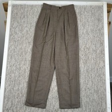 VTG Ralph Lauren Pants Womens Size 6 Brown Houndstooth Pleated Made in USA Lined