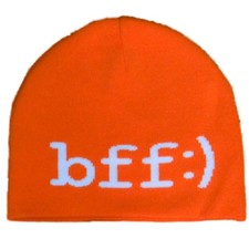 Womens Orange Knit BFF Beanie Stocking Cap Hat