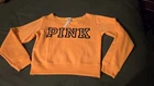WOMAN'S VICTORIA'S SECRET PINK SIZE:M NEON ORANGE OFF-SHOULDER SWEATSHIRT*NWT*