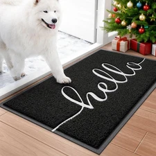 Door Mat (30"x17.5",Black), Welcome Mat Low Profile Front Doormat Floor Mat N...