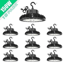 10 PACK -150W UFO LED High Bay Light Dimmable Ceiling Fixtures With Sosen Driver