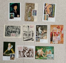 Lot De 10 Cartes Du Premier Jour Chefs D'oeuvres De L'art À 1frs Ou Moins