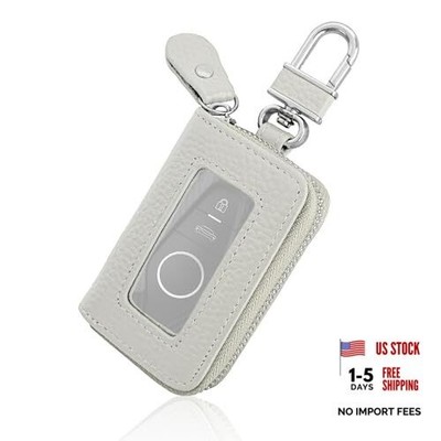 Car Key Fob Cover, Car Key Case, Genuine Leather Vehicle Keychain White