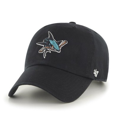 '47 Brand Cap NHL San Jose Sharks 47 CLEAN UP Black Basecap Kappe Logo Used-Look